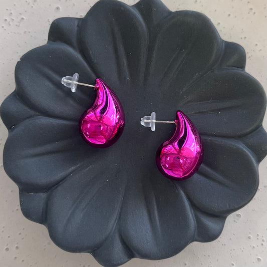 Drop Metal Fuchsia Earrings