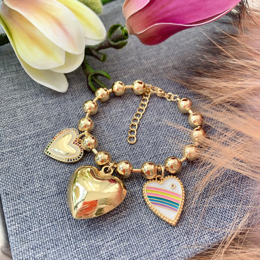 White Heart Charms Beads Bracelets