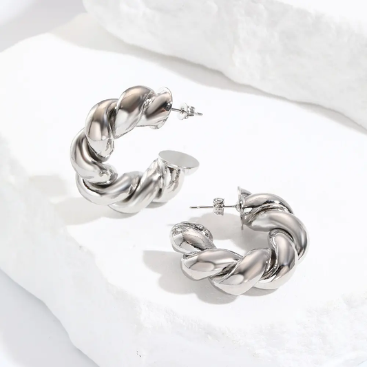 Big Twist Silver Hoops