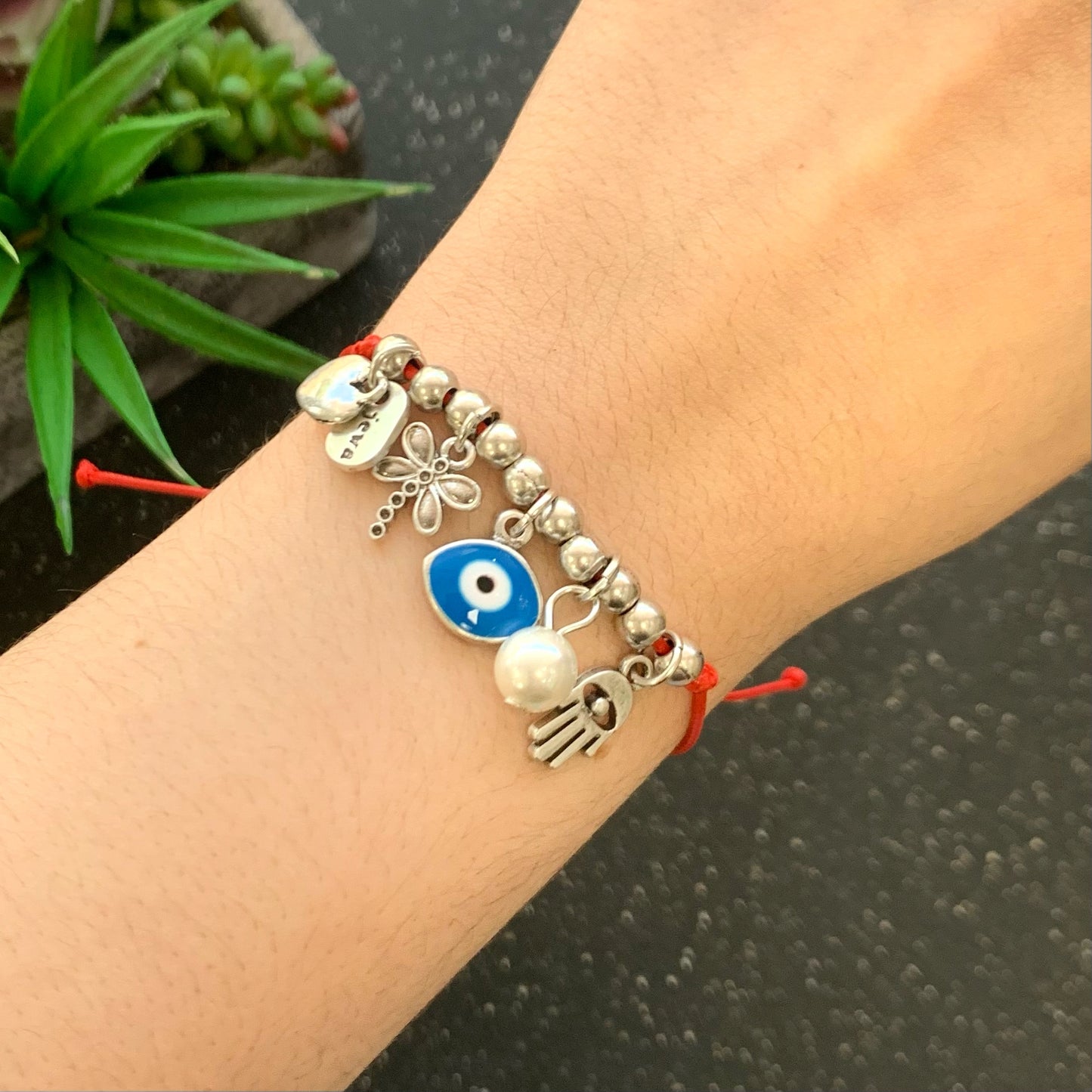 Red Cord Silver Luck Bracelet