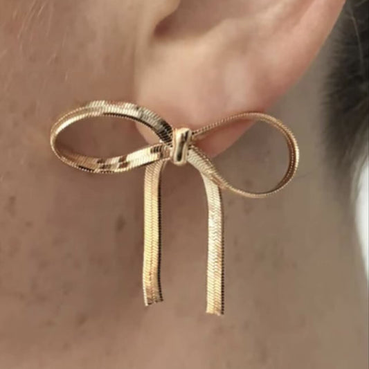 Gold Mid Bow Earrings