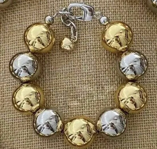 Big Two Tone Globe Bracelet