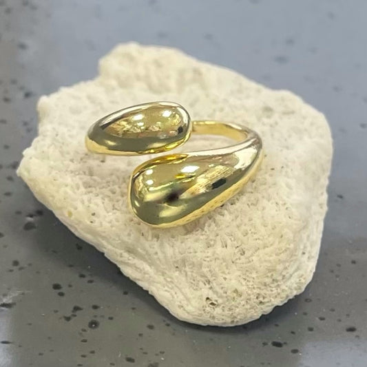 Two Drops Gold Ring