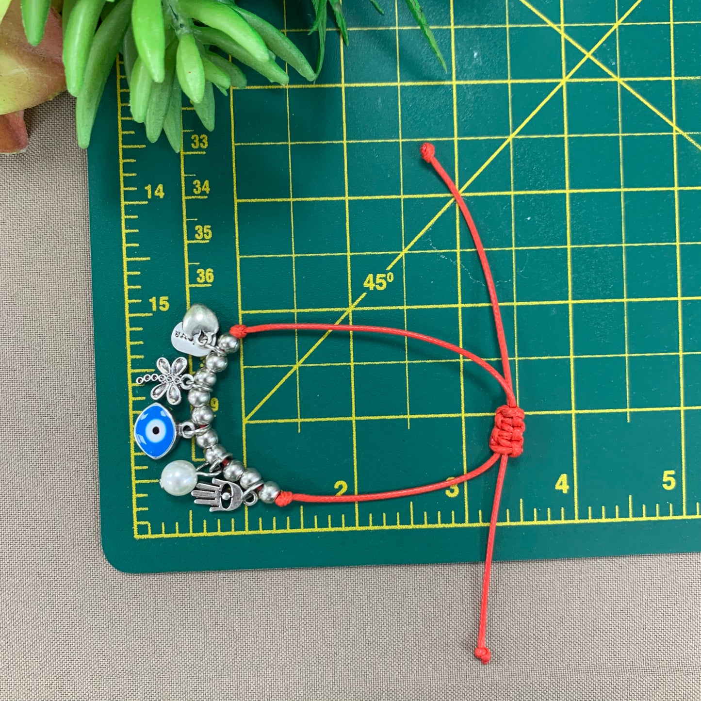 Red Cord Silver Luck Bracelet