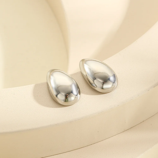 Plain Drops Silver Earrings