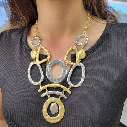 Circles 2 layers two Tone Necklace
