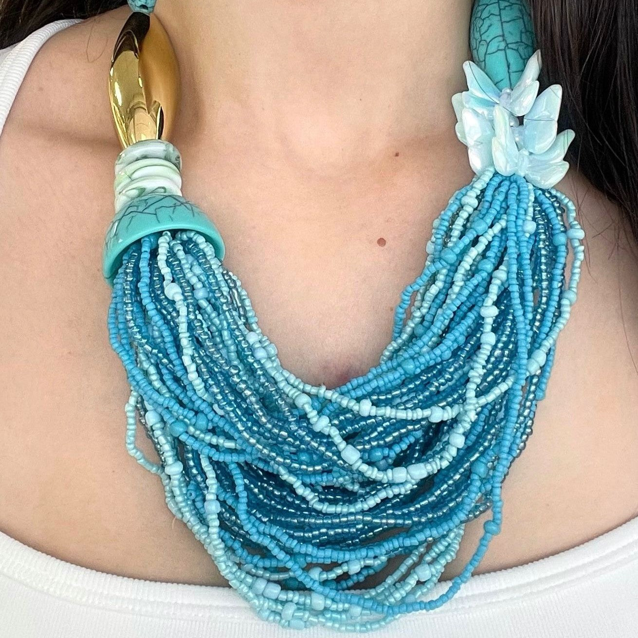 Turquoise Butterfly Gold Necklace