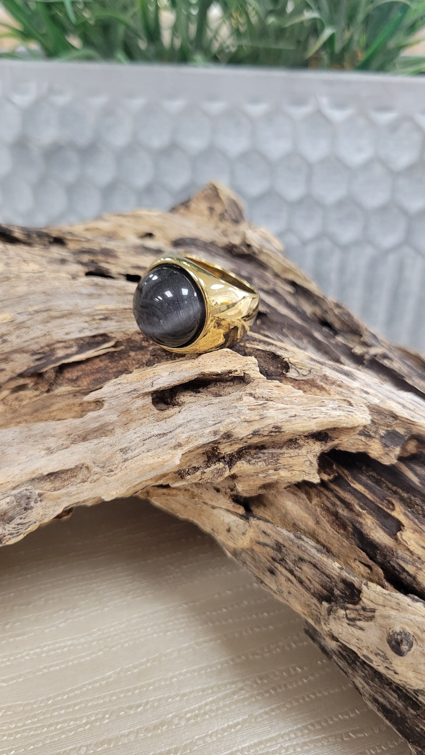 Circle Black Gold Ring