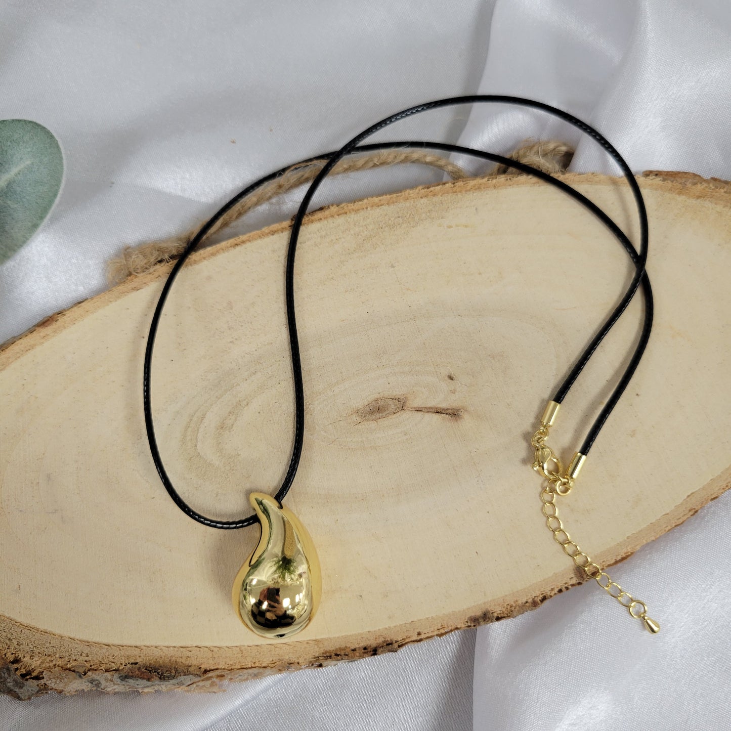 Gold Drop With Black Cord