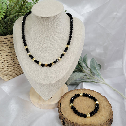 Black Set With Heart 2 Pcs