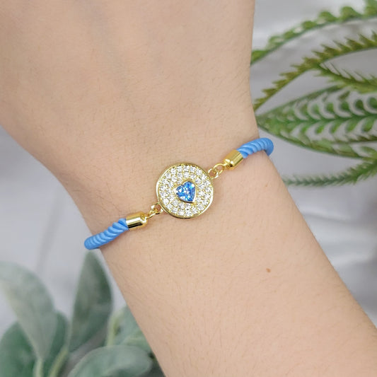 Blue Bracelet With Quartz Heart