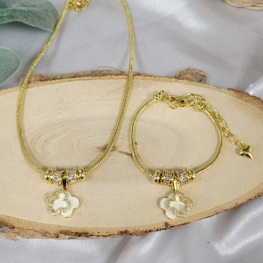 White Clover With Quartz 2 Pcs set