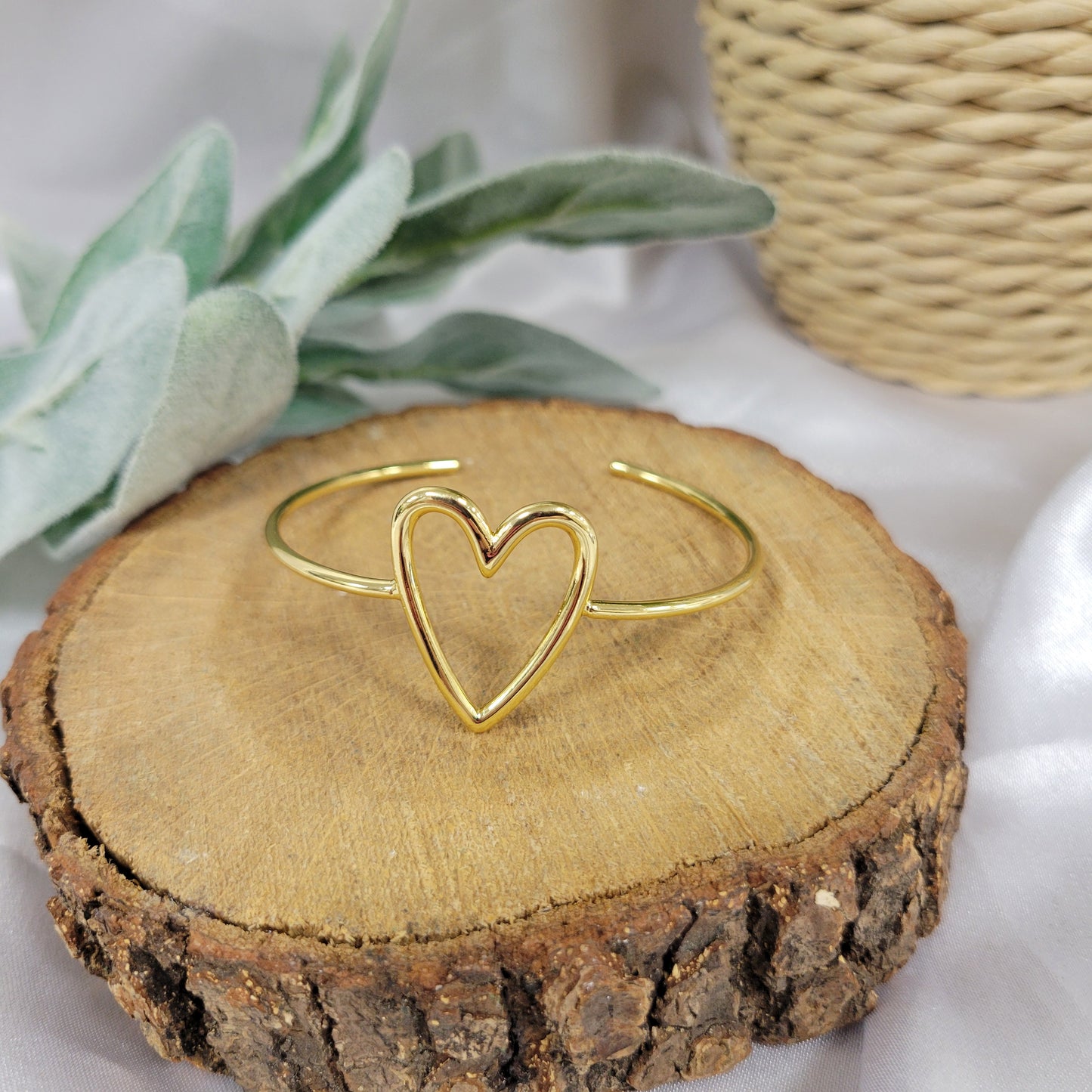 Open Heart Gold Cuff