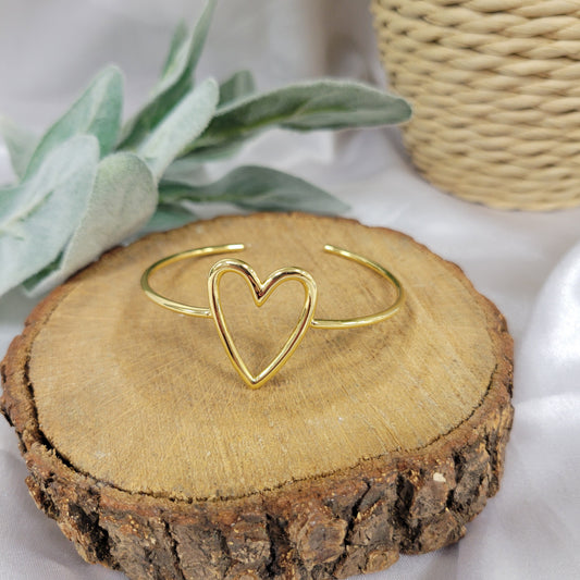 Open Heart Gold Cuff