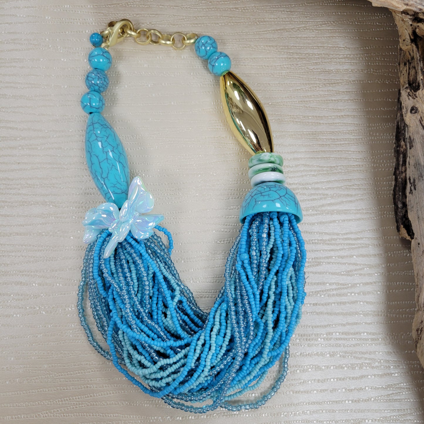 Turquoise Butterfly Gold Necklace