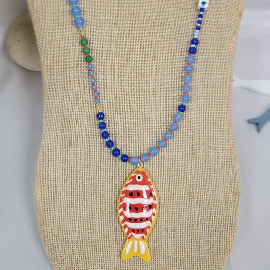 Orange Fish Long Necklace