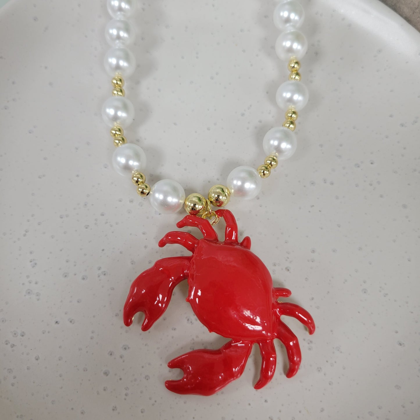 Crab Necklace Pearls