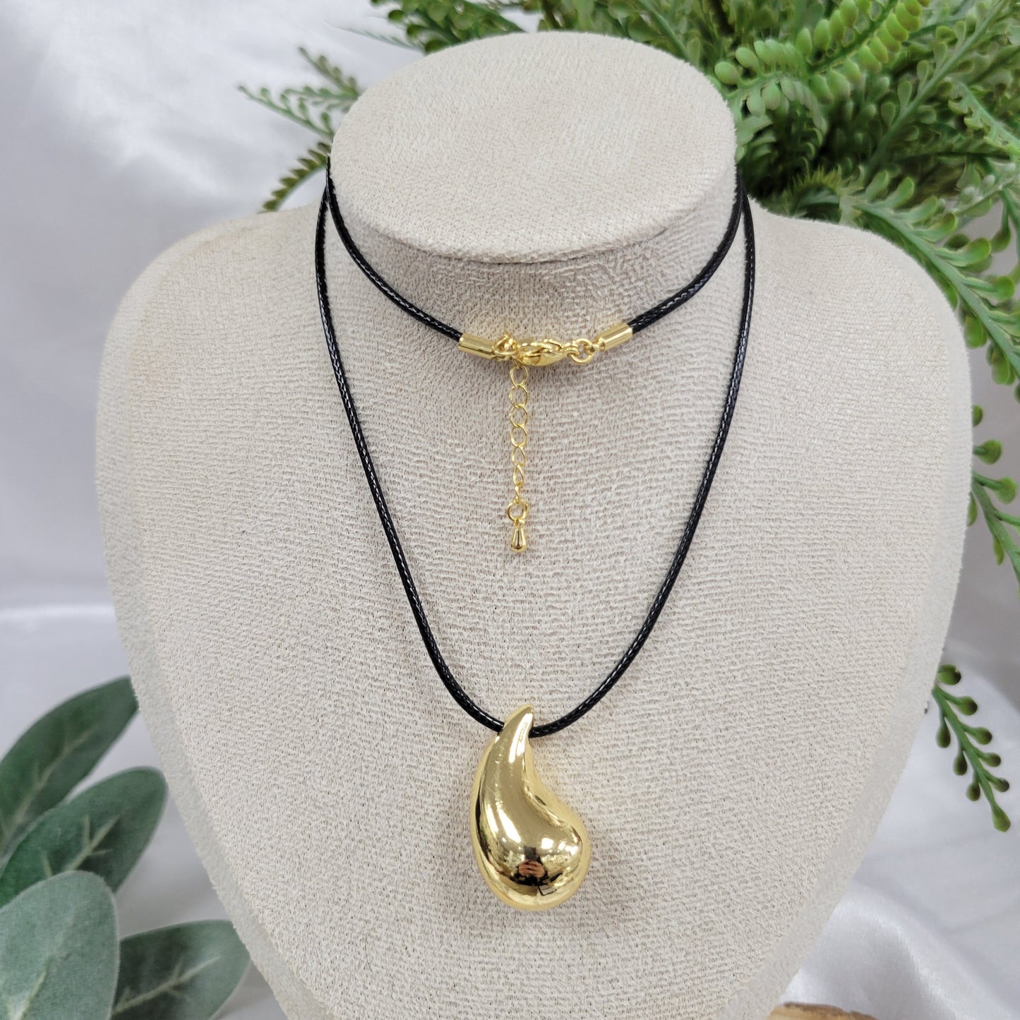 Gold Drop With Black Cord
