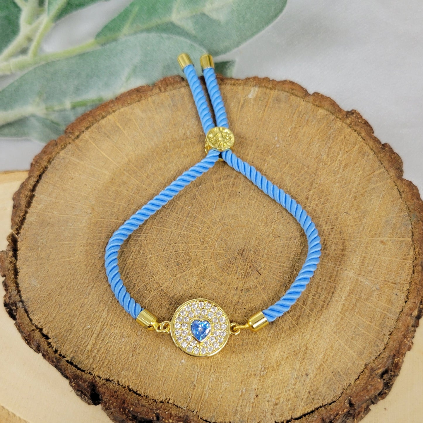 Blue Bracelet With Quartz Heart