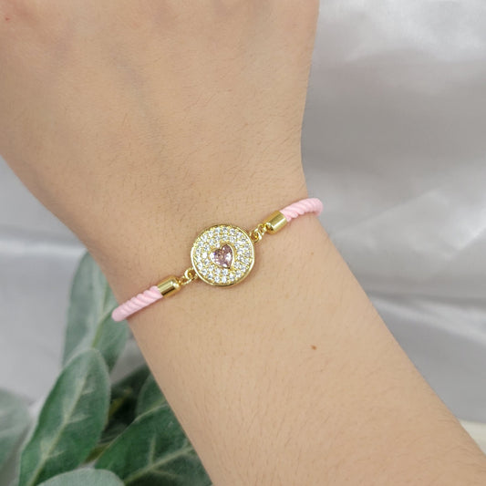 Pink Bracelet With Quartz Heart