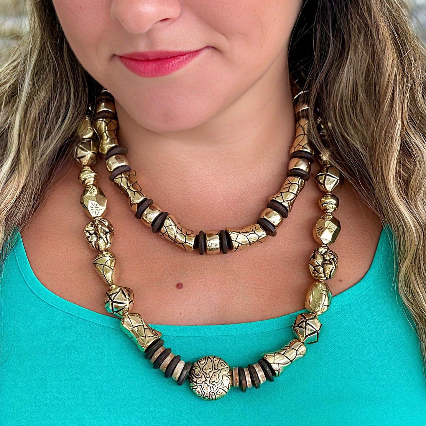 Rustic Two Necklaces Gold Set