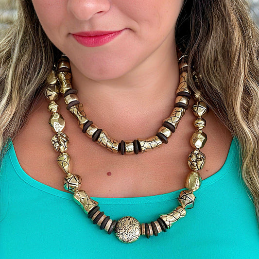 Rustic Two Necklaces Gold Set