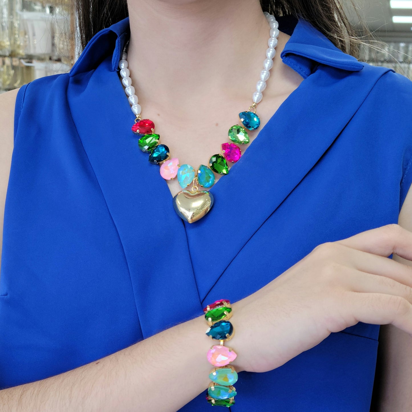 Drops Colors With Pearls 2 pcs Set