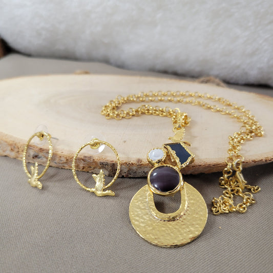 Dark Purple And Pearl 2pcs set