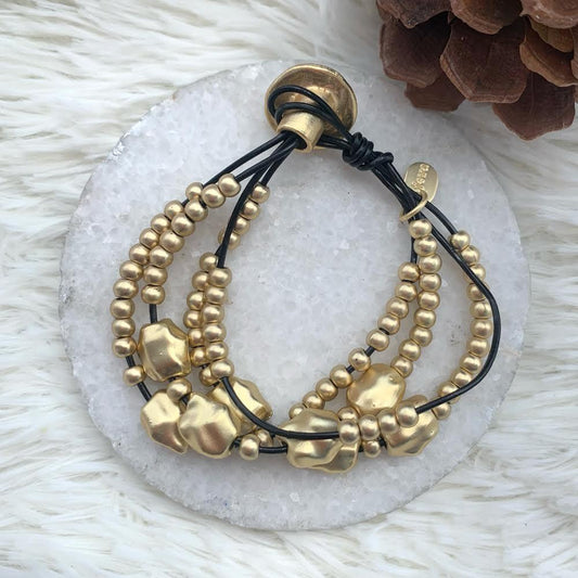 Gold Bracelet Many Balls in Cord