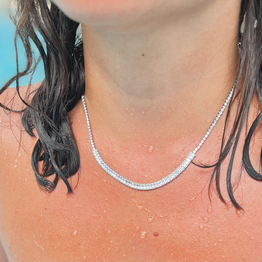 Half Crystal Silver Necklace