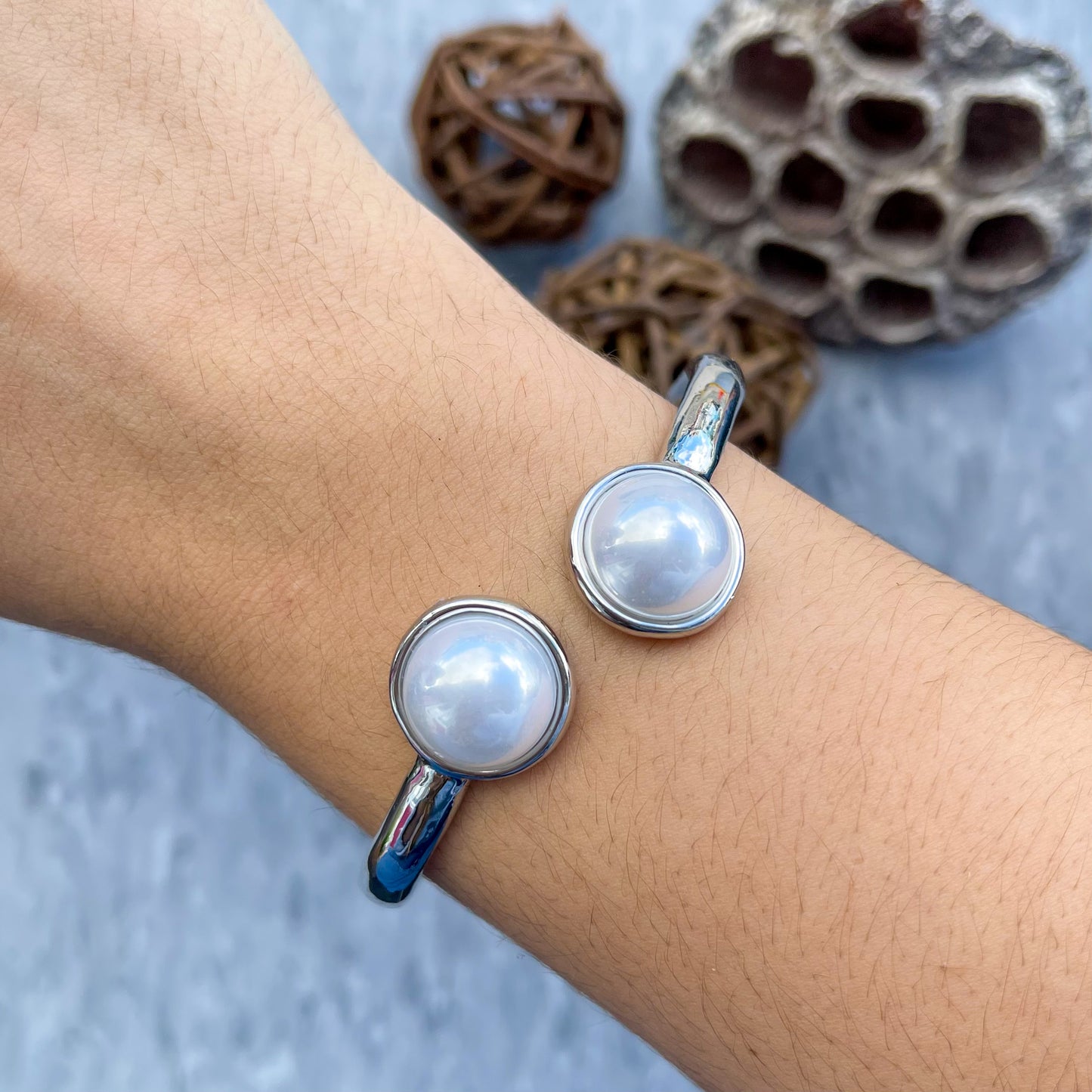 Two Pearls Silver Bracelet