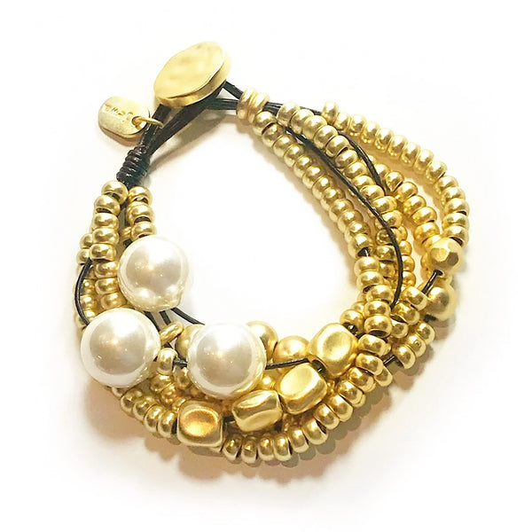 Gold Plated Beads With Pearl Bracalet