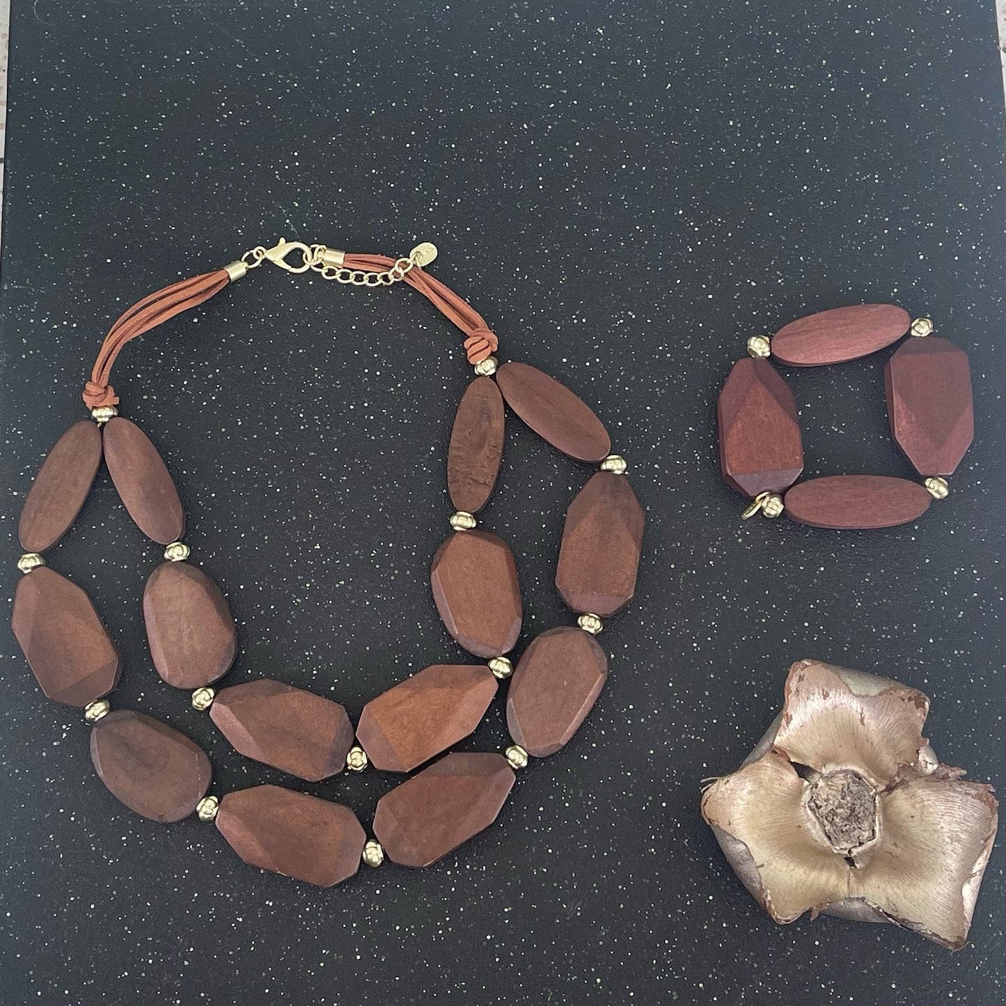 Brown Almond Wood Set