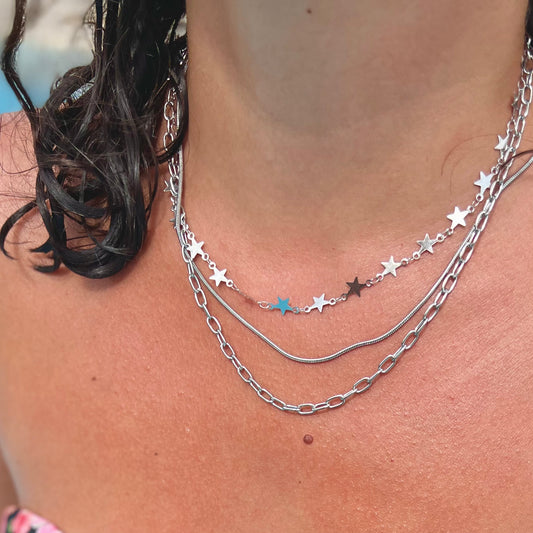 Star Layer Silver Necklace