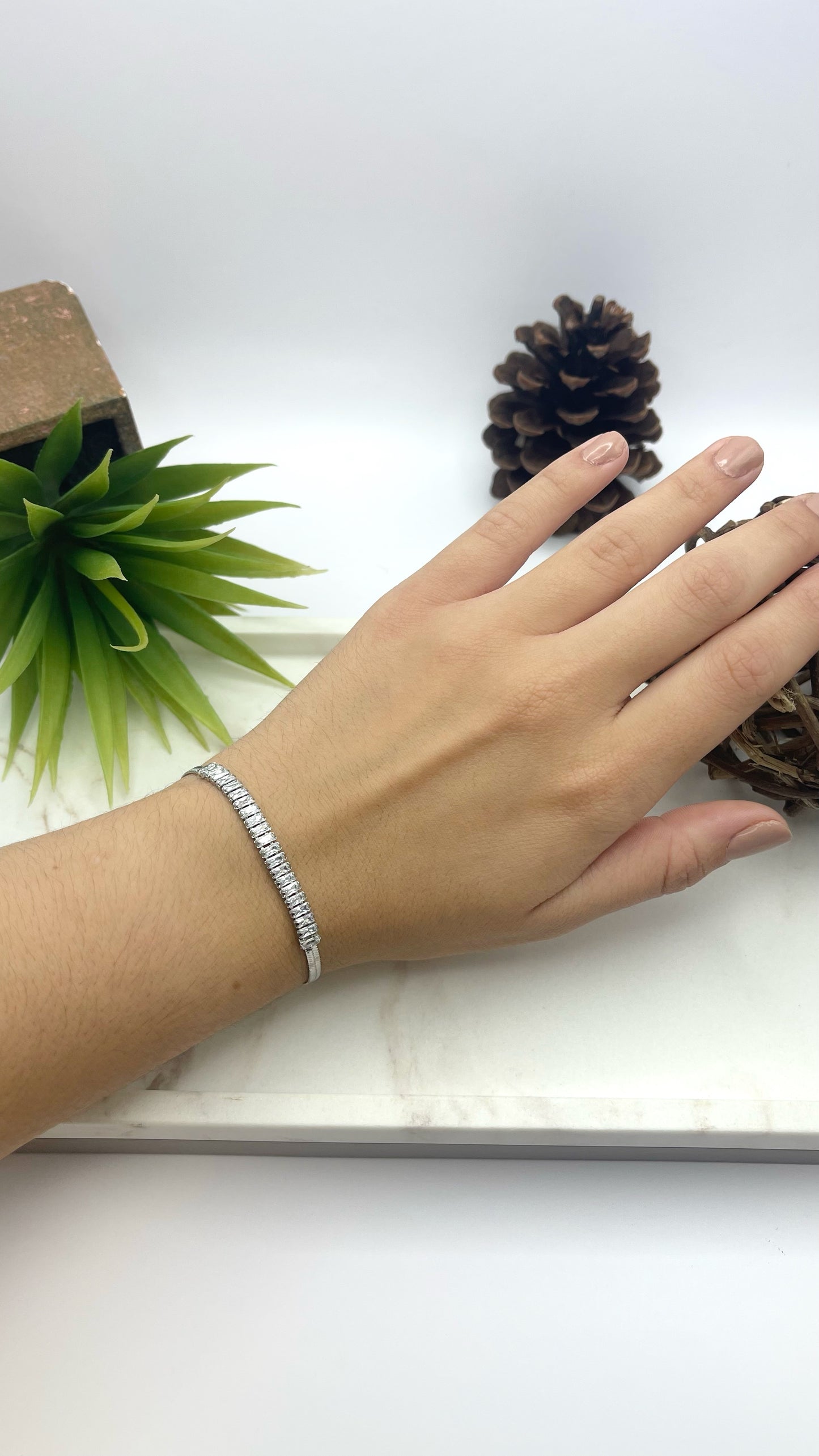 Half Crystal Silver Bracelet