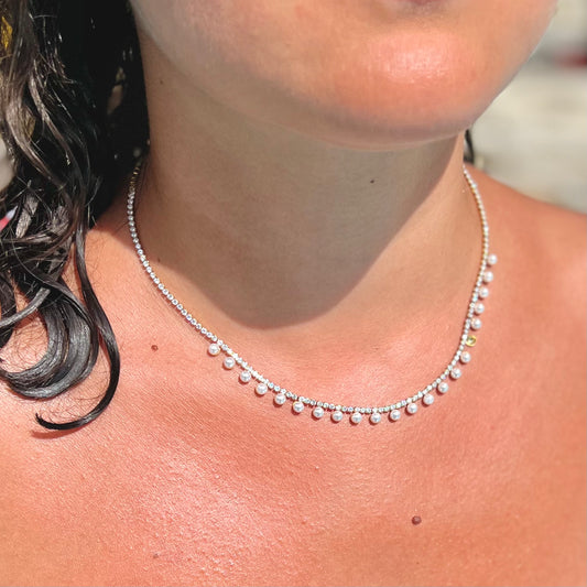 Multi Pearl Crystal Gold Necklace