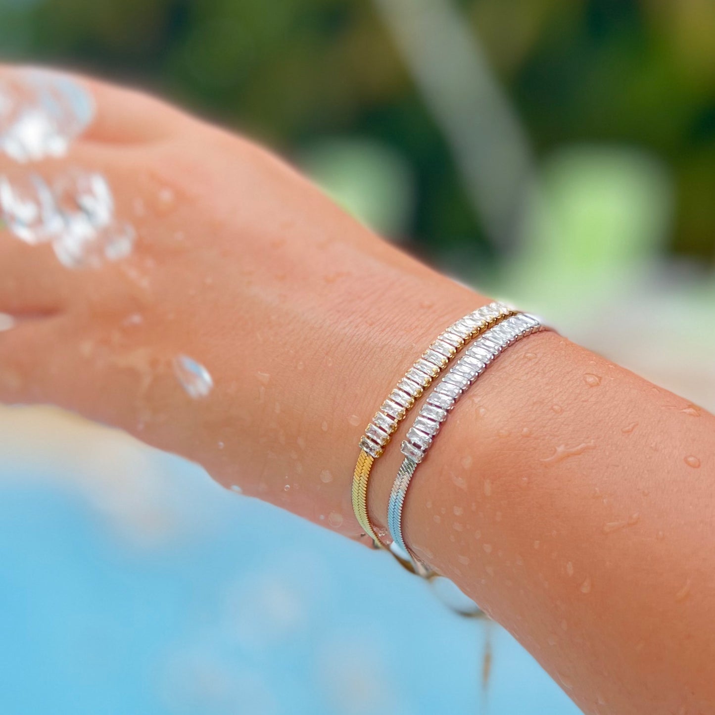 Half Crystal Silver Bracelet