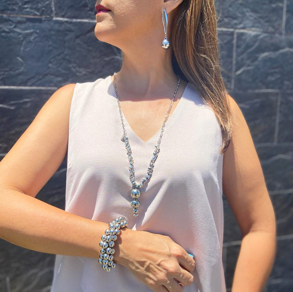 Silver 3 Size Balls With Beads