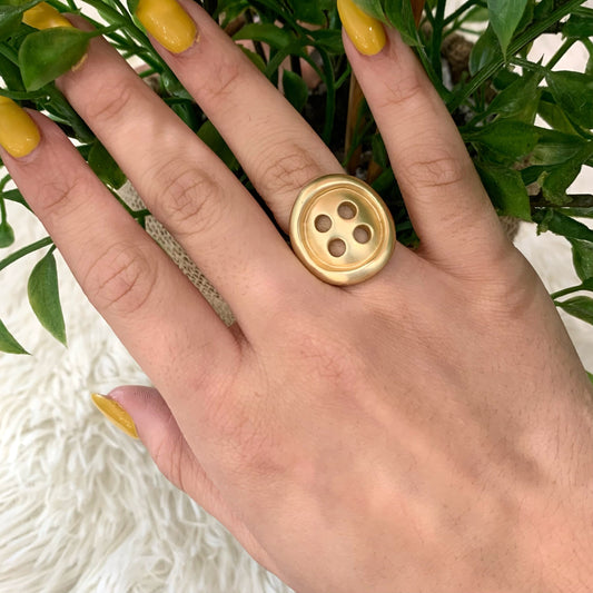 Gold Button Ring